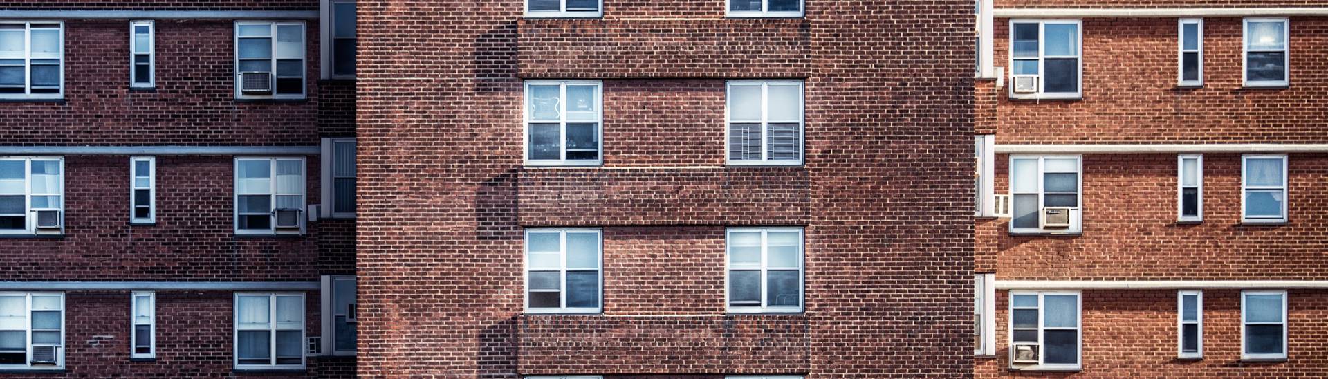 Side view of apartment windows